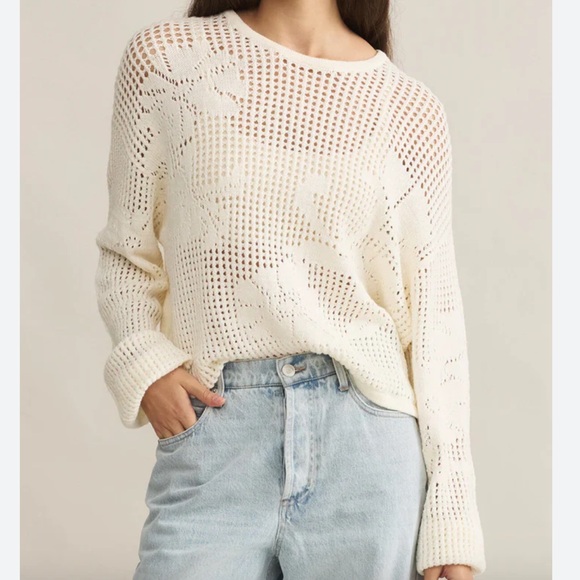 BOGO! Z SUPPLY Yael Open Weave Sweater Sea Salt Cream Medium - Picture 10 of 10